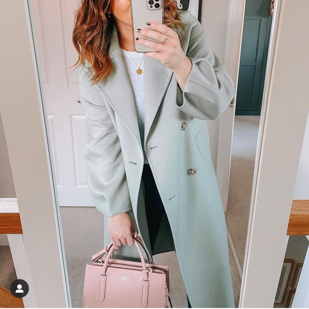 NWT ZARA Wool Blend Oversized Coat Green L - Picture 9 of 9